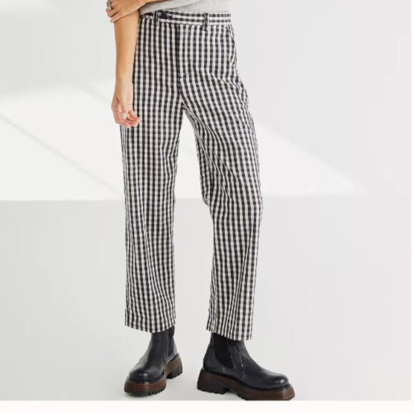 Levi's Premium Math Club Slacks Paula Gingham Rinse Checkered Pants Women's 25 - Picture 1 of 16